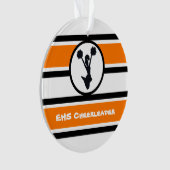 Gepersonaliseerd Sinaasappel en zwart Cheerleader  Ornament (voorkant)