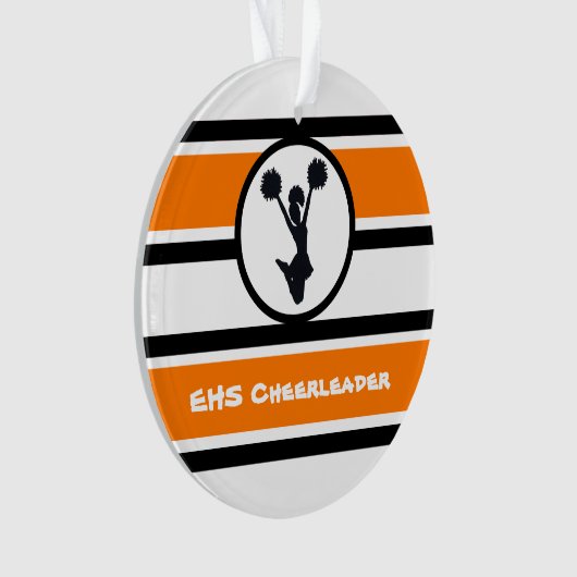 Gepersonaliseerd Sinaasappel en zwart Cheerleader  Ornament (voorkant)