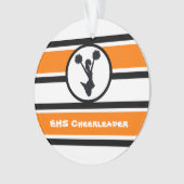 Gepersonaliseerd Sinaasappel en zwart Cheerleader  Ornament (voorkant)