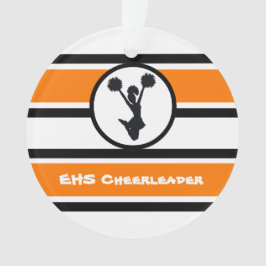 Gepersonaliseerd Sinaasappel en zwart Cheerleader  Ornament