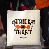 Gepersonaliseerd Sinaasappel en zwarte Trick or tr Tote Bag