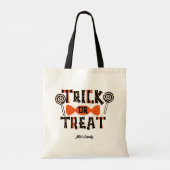 Gepersonaliseerd Sinaasappel en zwarte Trick or tr Tote Bag (Achterkant)