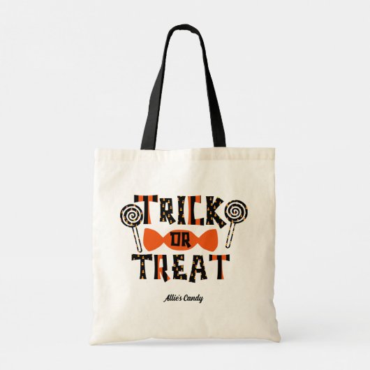 Gepersonaliseerd Sinaasappel en zwarte Trick or tr Tote Bag (Achterkant)