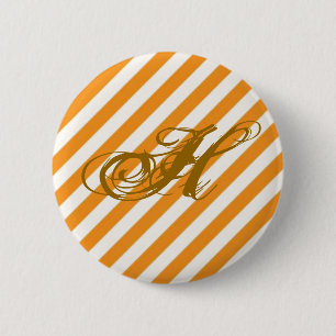 Gepersonaliseerd Sinaasappel Gestreept Ronde Button 5,7 Cm