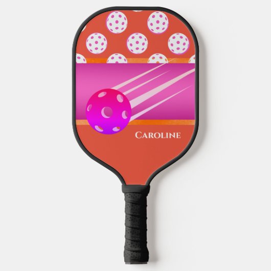 Gepersonaliseerd Sinaasappel & Hot Pink Pickleball Paddle (Voorkant)