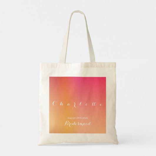 Gepersonaliseerd Sinaasappel Ombre bruidsmeisje Tote Bag (Achterkant)