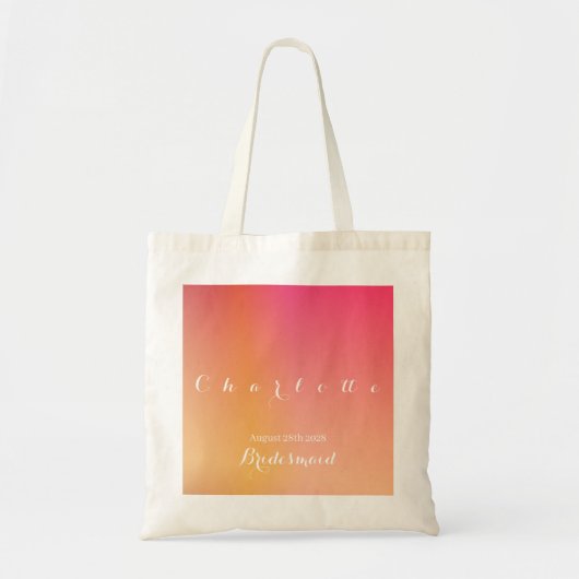 Gepersonaliseerd Sinaasappel Ombre bruidsmeisje Tote Bag (Voorkant)