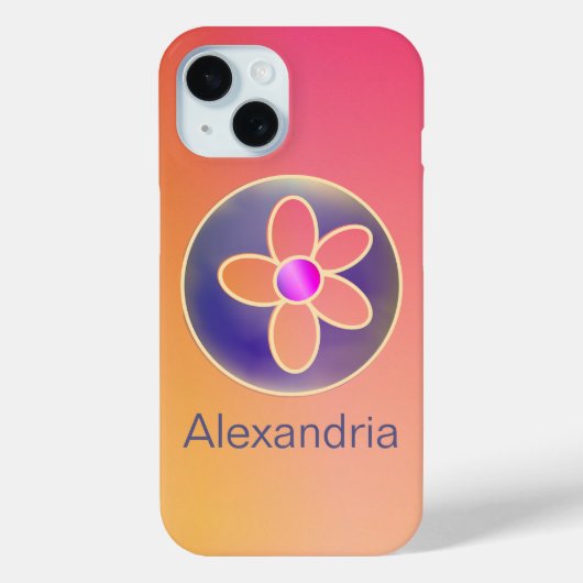 Gepersonaliseerd Sinaasappel Ombre Retro Floral Case-Mate iPhone Case (Achterkant)