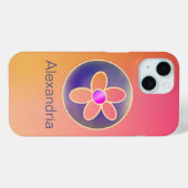 Gepersonaliseerd Sinaasappel Ombre Retro Floral Case-Mate iPhone Case (Achterkant (horizontaal))