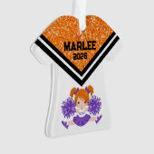 Gepersonaliseerd Sinaasappel & Paarse Cheer Orname Ornament (voorkant)