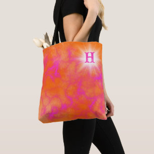 Gepersonaliseerd Sinaasappel & Roze Tote Bag