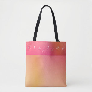Gepersonaliseerd Sinaasappel Roze Zonsondergang Om Tote Bag