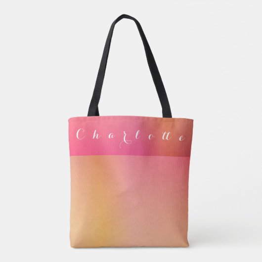 Gepersonaliseerd Sinaasappel Roze Zonsondergang Om Tote Bag (Achterkant)