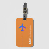 gepersonaliseerd sinaasappel van een reisvliegtuig bagagelabel (Voorkant (verticaal))