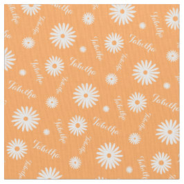Gepersonaliseerd sinaasappel wit madeliefpatroon stof