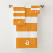 Gepersonaliseerd Sinaasappel & witte streepjespatr Bad Handdoek (Insitu)