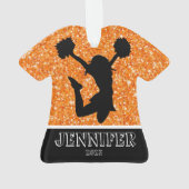 Gepersonaliseerd Sinaasappel & Zwart Cheerleading  Ornament (achterkant)