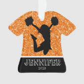 Gepersonaliseerd Sinaasappel & Zwart Cheerleading  Ornament (voorkant)