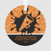 Gepersonaliseerd Sinaasappel & Zwart Cheerleading Ornament (achterkant)