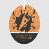 Gepersonaliseerd Sinaasappel & Zwart Cheerleading Ornament (voorkant)