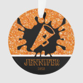 Gepersonaliseerd Sinaasappel & Zwart Cheerleading Ornament (voorkant)