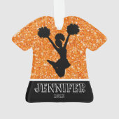 Gepersonaliseerd Sinaasappel & Zwart Cheerleading Ornament (achterkant)
