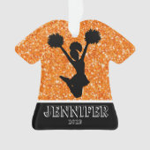 Gepersonaliseerd Sinaasappel & Zwart Cheerleading Ornament (voorkant)