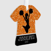 Gepersonaliseerd Sinaasappel & Zwart Cheerleading Ornament (voorkant)