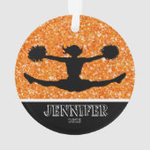 Gepersonaliseerd Sinaasappel & Zwart Cheerleading  Ornament (achterkant)