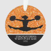 Gepersonaliseerd Sinaasappel & Zwart Cheerleading  Ornament (voorkant)