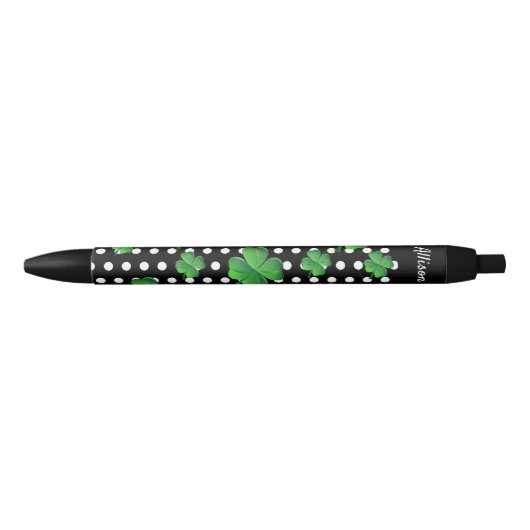 Gepersonaliseerd Sint Patricks Day Green Shamrock Zwarte Inkt Pen (Voorkant)