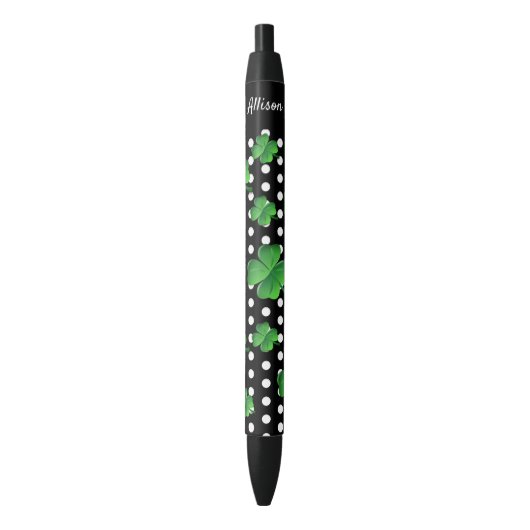 Gepersonaliseerd Sint Patricks Day Green Shamrock Zwarte Inkt Pen (Voorkant Verticaal)