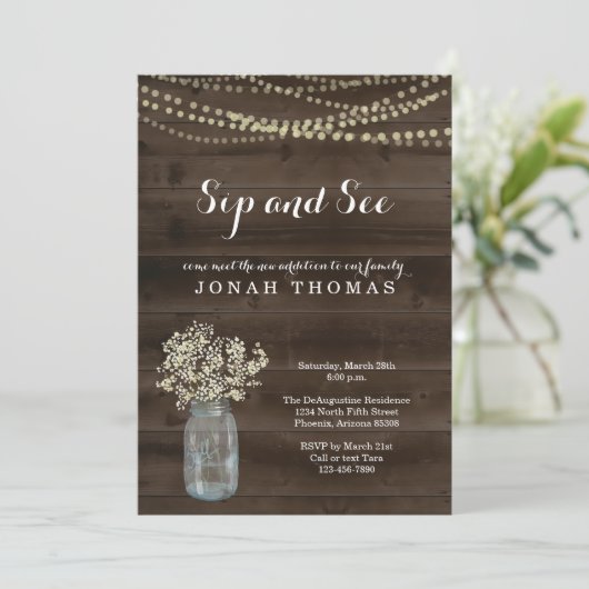 Gepersonaliseerd Sip en zie Uitnodiging - Rustig h (Staand voorkant)