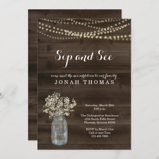 Gepersonaliseerd Sip en zie Uitnodiging - Rustig h (Voorkant / Achterkant)