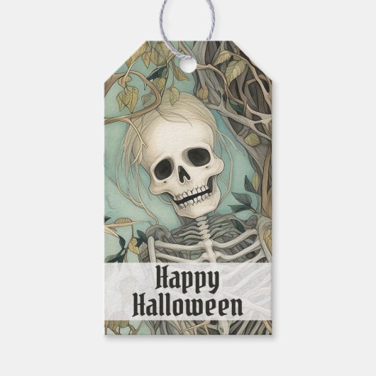 Gepersonaliseerd skelet Halloween Cadeaulabel (Voorkant)