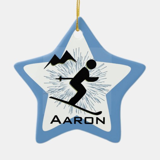 Gepersonaliseerd Ski-Ornament Keramisch Ornament (Voorkant)