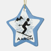 Gepersonaliseerd Ski-Ornament Keramisch Ornament (Links)