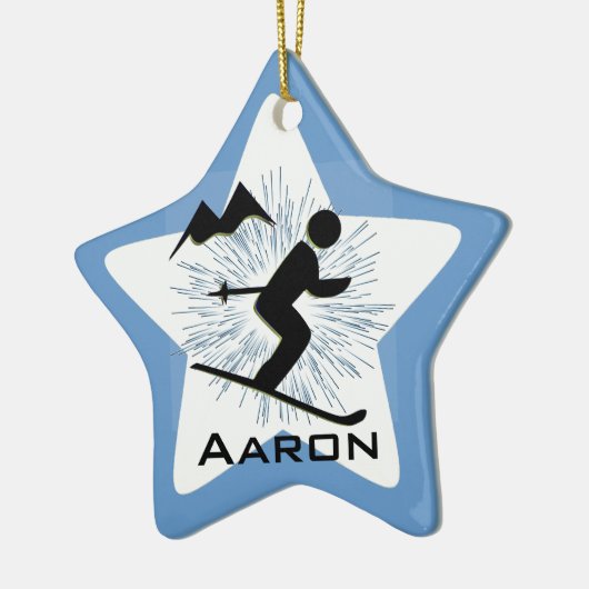 Gepersonaliseerd Ski-Ornament Keramisch Ornament (Links)