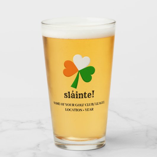 Gepersonaliseerd Slainté Beer Glass, dag van Patri Glas (Voorkant gevuld)