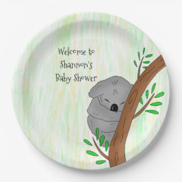 Gepersonaliseerd Sleepy Koala Beer met respect voo Papieren Bordje