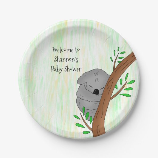 Gepersonaliseerd Sleepy Koala Beer met respect voo Papieren Bordje (Voorkant)