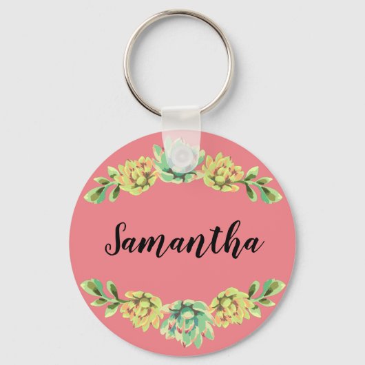 Gepersonaliseerd Sleutelhanger Bohemian Cactus Suc (Voorkant)