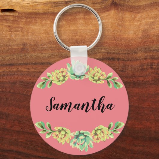Gepersonaliseerd Sleutelhanger Bohemian Cactus Suc (Voorkant)