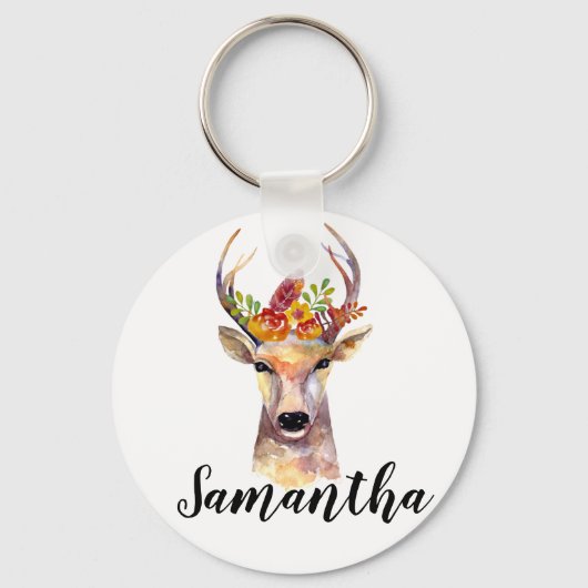 Gepersonaliseerd Sleutelhanger boho hert Buck Head (Voorkant)