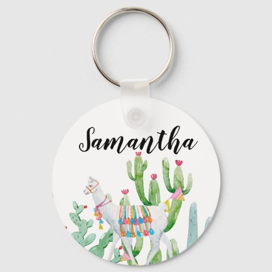 Gepersonaliseerd Sleutelhanger Boho Llama Bohemian (Voorkant)