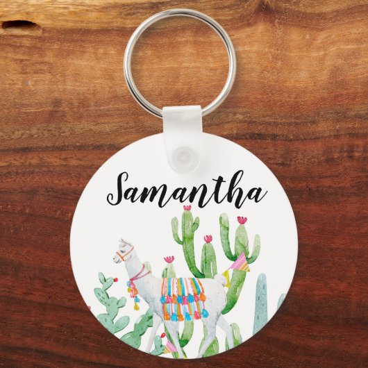 Gepersonaliseerd Sleutelhanger Boho Llama Bohemian (Voorkant)