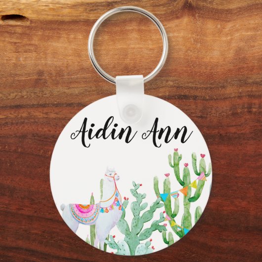 Gepersonaliseerd Sleutelhanger Boho Llama Bohemian (Voorkant)