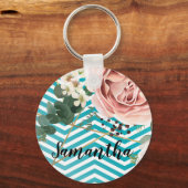 Gepersonaliseerd Sleutelhanger Geometrisch Roos Ch (Voorkant)