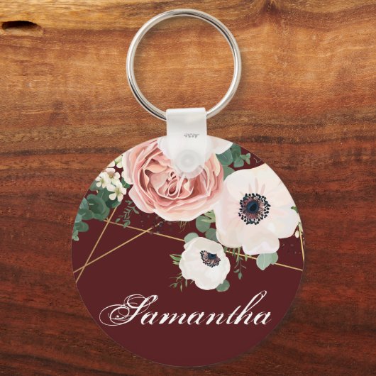 Gepersonaliseerd Sleutelhanger Geometrische Tuin R (Voorkant)