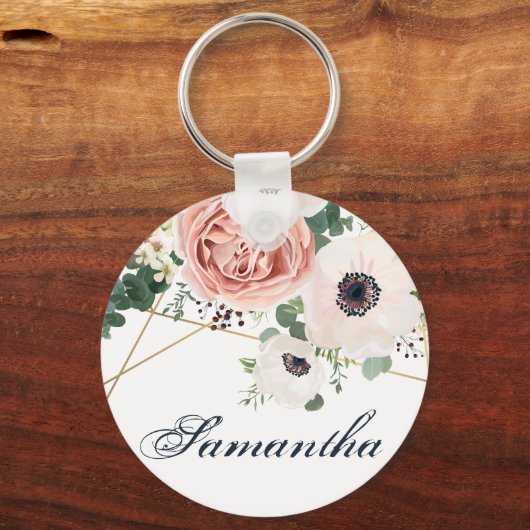 Gepersonaliseerd Sleutelhanger Geometrische Tuin R (Voorkant)